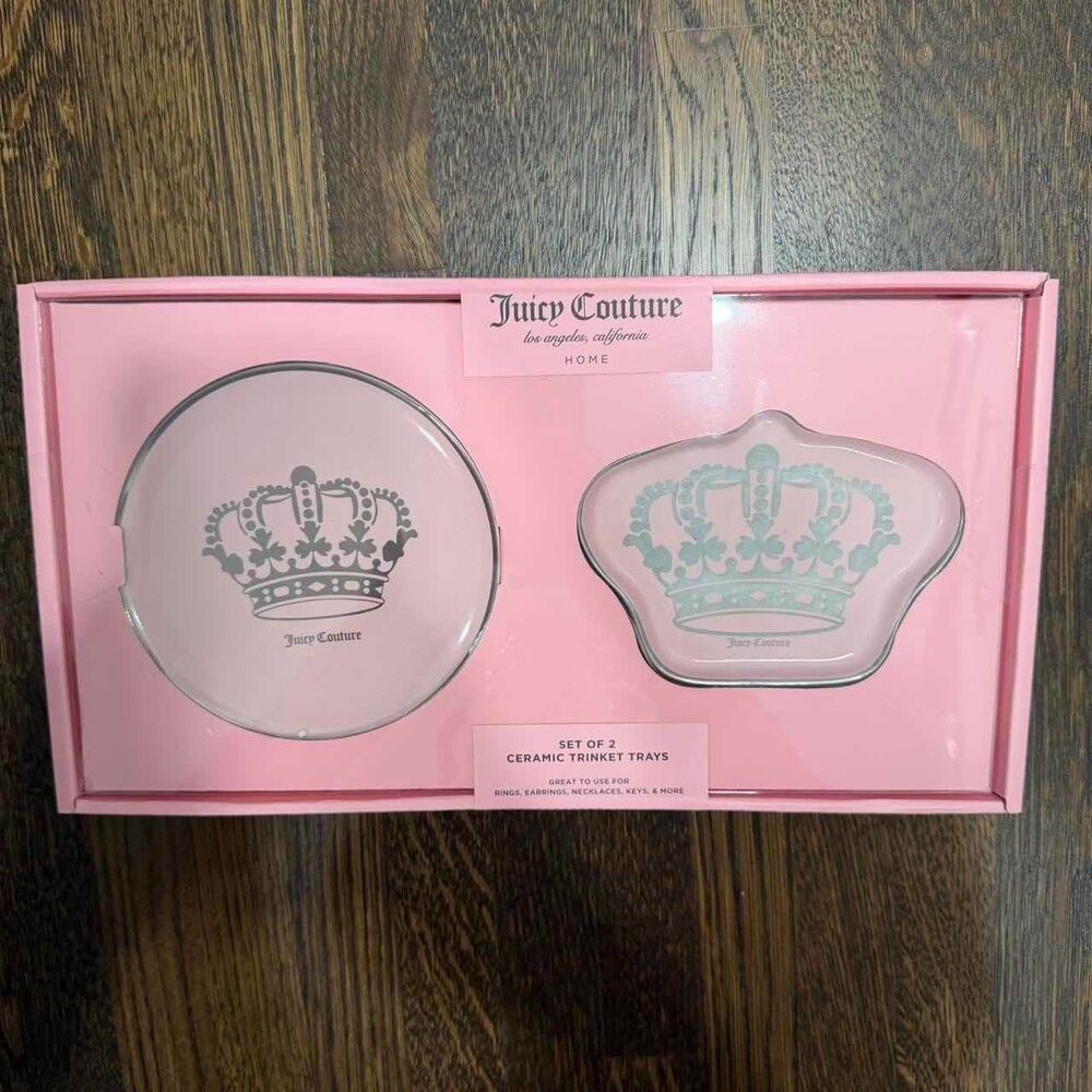 juicy couture ceramic trinket tray crown king queen set